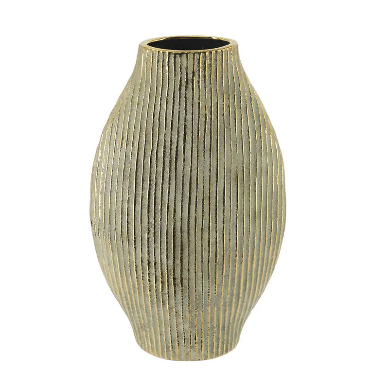 Ceramic Accent Vase with Vertical Ribbed Texture
