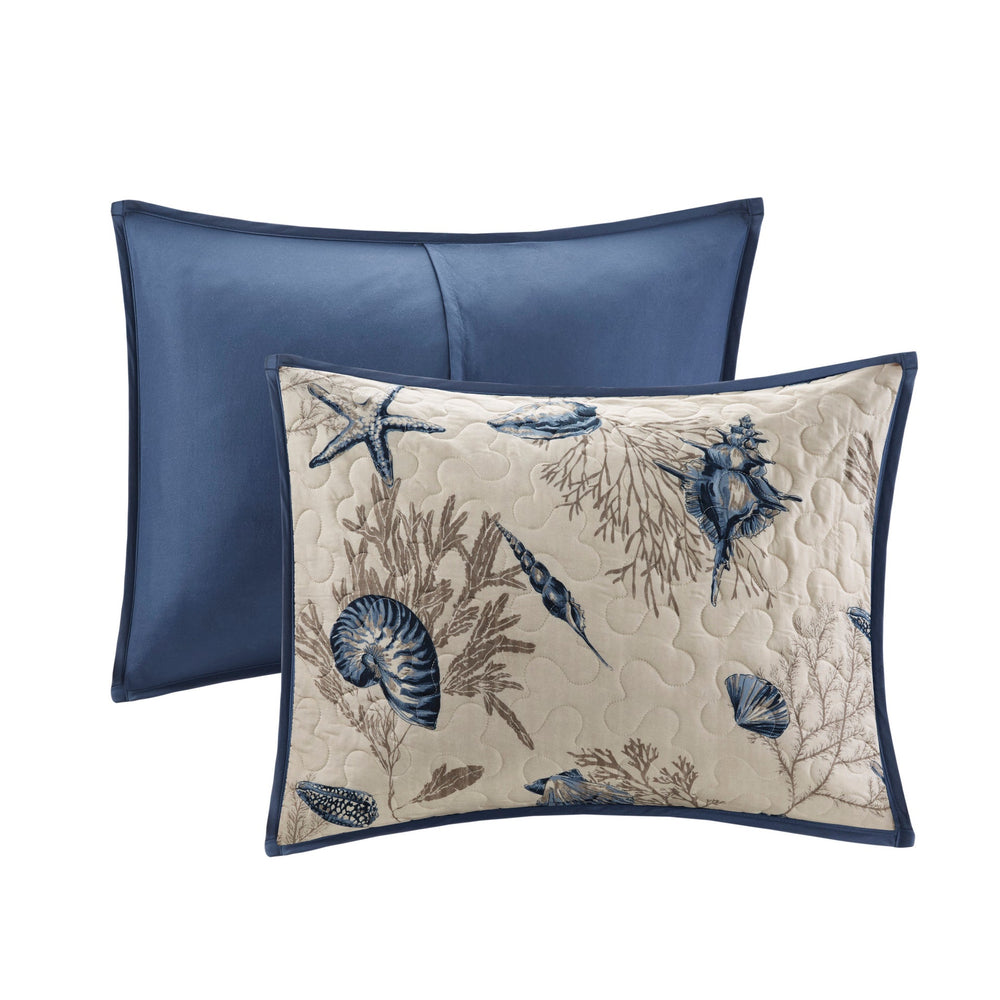 Brushed   Quilt Set with Throw Pillows Blue King Media 2