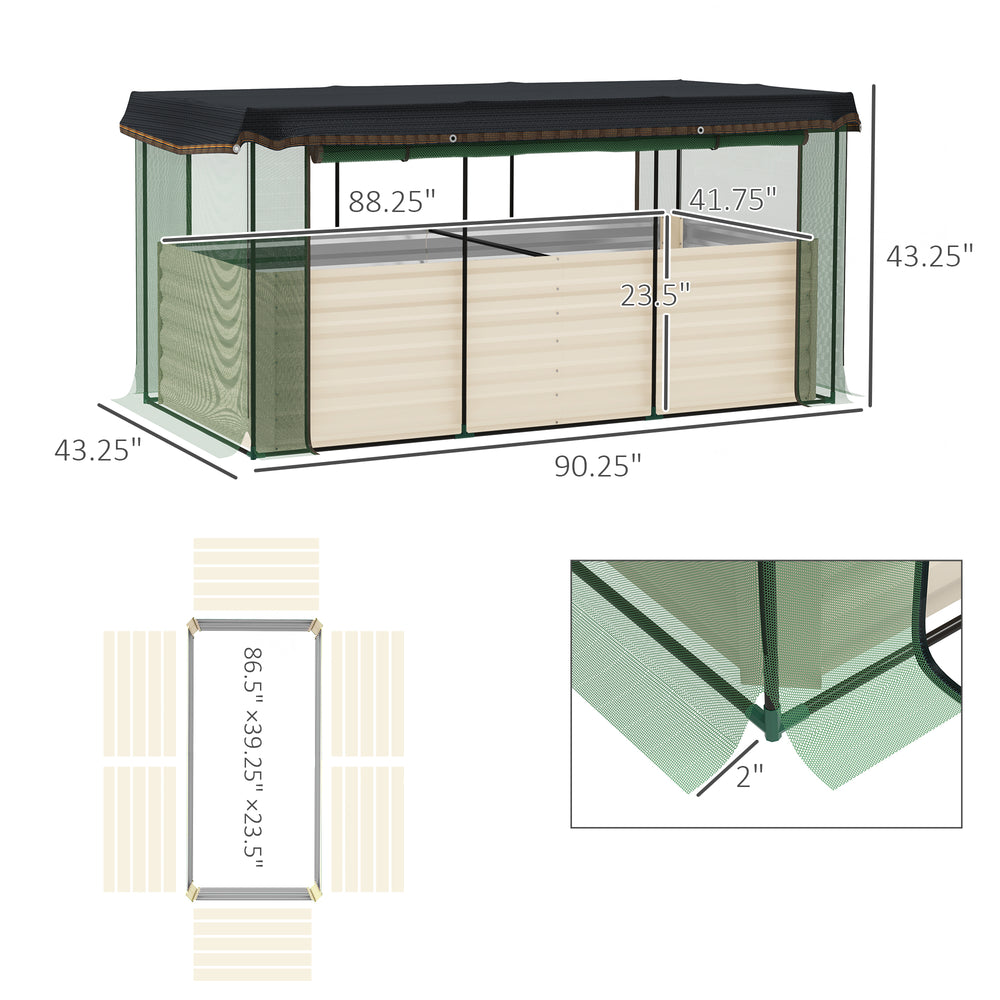 Raised Garden Bed for Flowers, Veggies and Herbs,Galvanized Steel Planter Box with Crop Cage and Shade Cloth Media 2