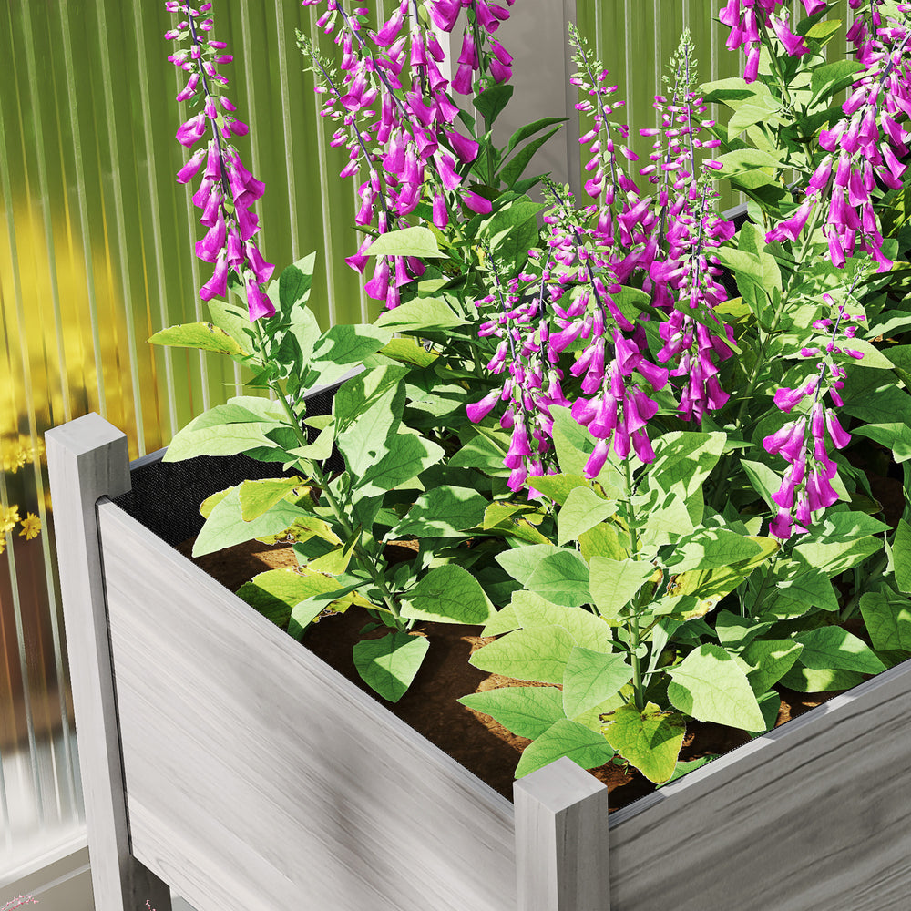 Large Elevated Planter Box,Wooden Raised Garden Bed with Legs,Bed Liner and Drain Holes Media 6