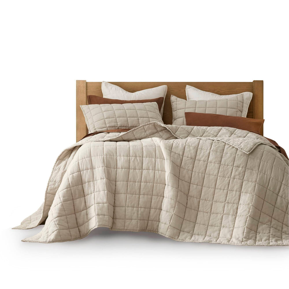 3-Piece Full/Queen Linen Garment Washed Quilt Set,Linen Media 14