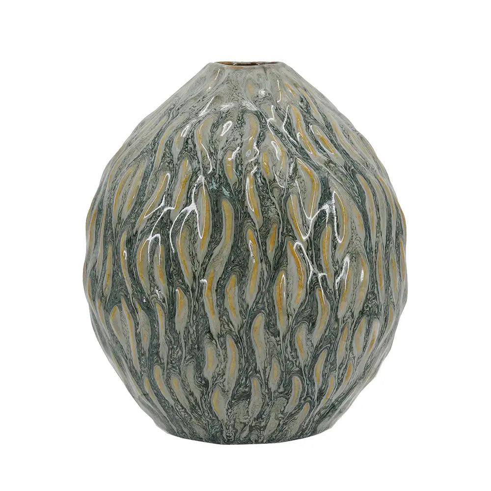 26929416 D8.5x9.8' Marbled Ceramic Vase - Amber and Charcoal Gray Decorative Teardrop Urn     DTY Store Marbled Ceramic Vase - Decorative Teardrop Urn     DTY Store