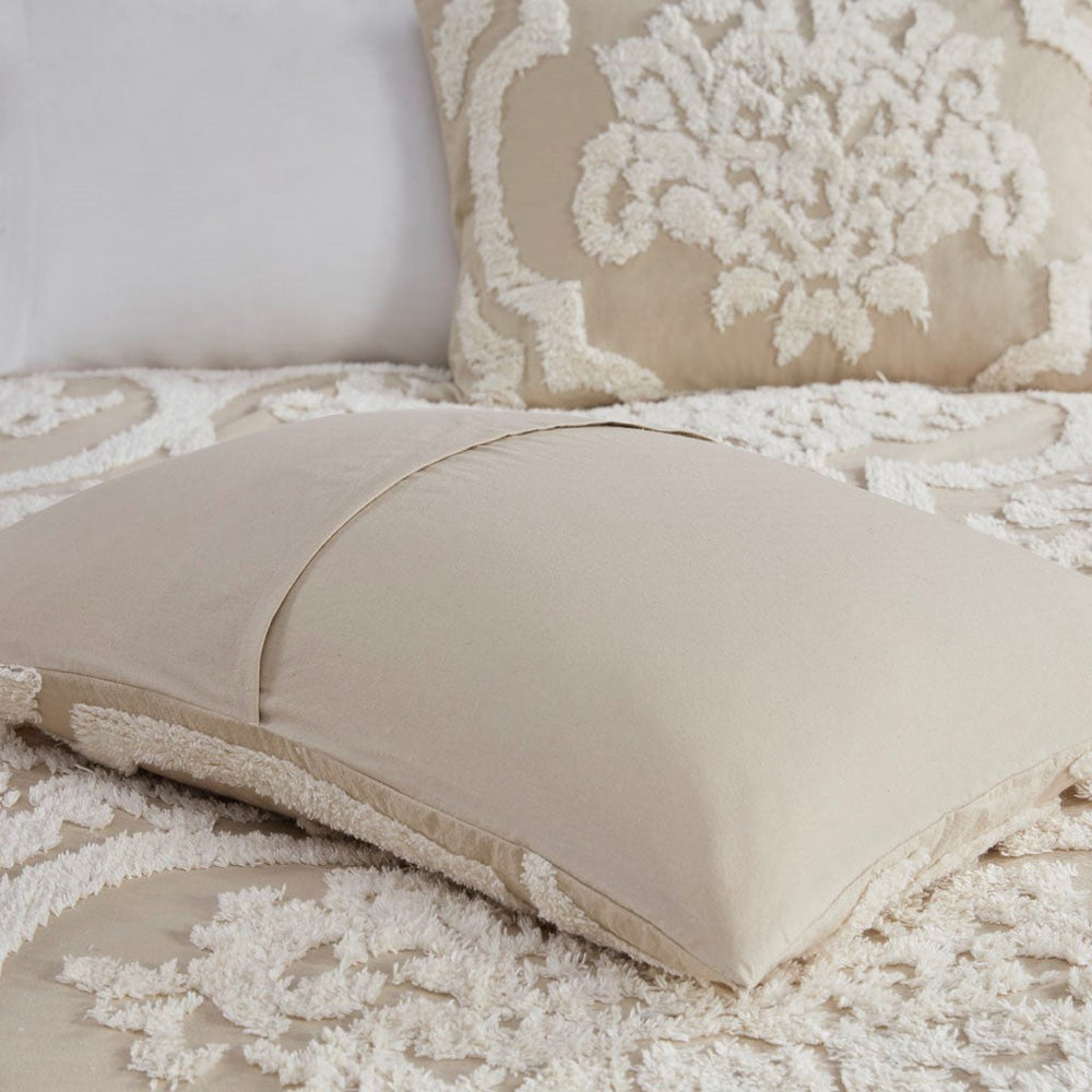Full/Queen 3 piece Tufted Cotton Chenille Damask Duvet Cover Set Media 7