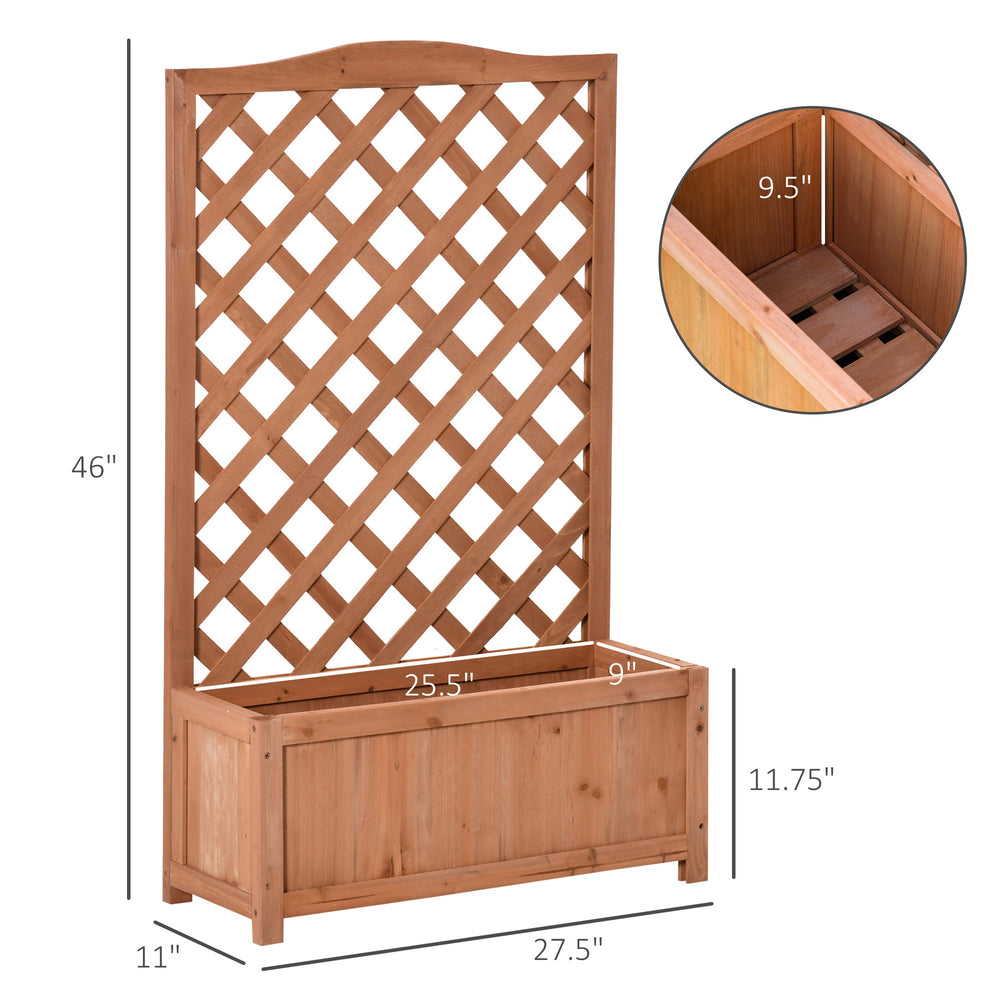 Outsunny Wooden Raised Garden Bed with Trellis, 46' Planter Box, to Grow Vegetables, Herbs, and Flowers for Backyard, Patio, Brown Media 7
