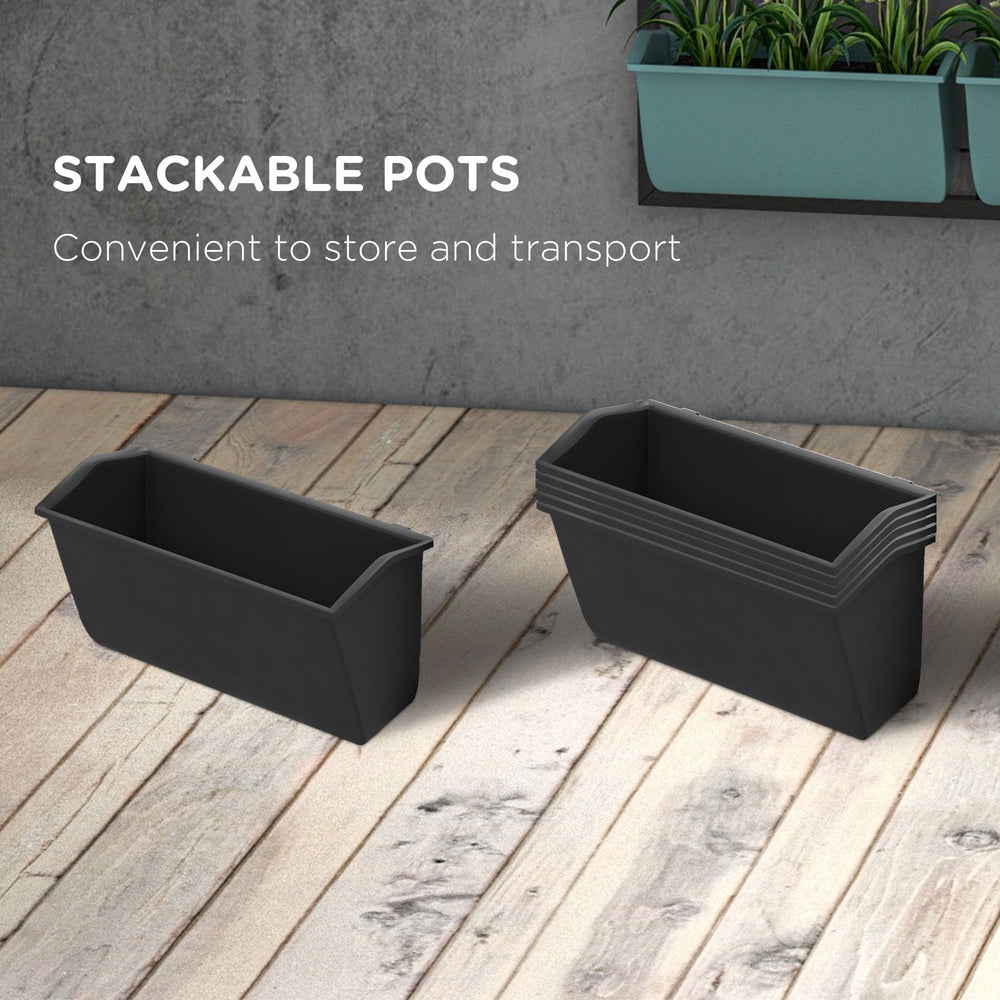 Outsunny 3-Tier Wall Planter with 6 Pots for Indoor and Outdoor Use, Hanging Plant Holder, Self Draining Wall Mounted Planter for Vegetables, Flowers, Herbs, Black Media 6