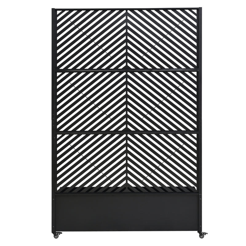 Metal Raised Garden Bed with Wheels and Trellis,73'x47'x16' Planter Box for Climbing Plants, Vegetables & Vines, Features Privacy Screen and Drainage Holes