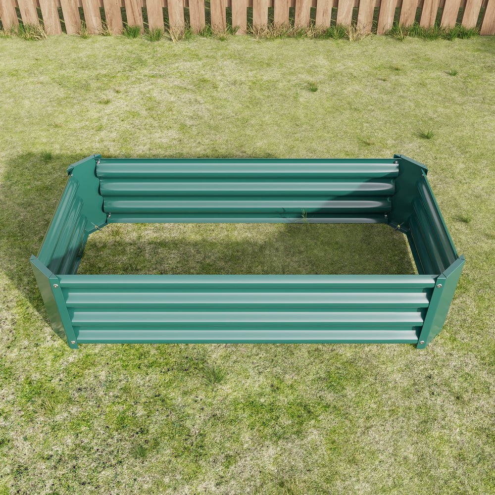 2PCS Green 4×2×1ft Metal Raised Garden Bed, Rectangle Raised Planter for Flowers Plants, Vegetables Herb Media 12
