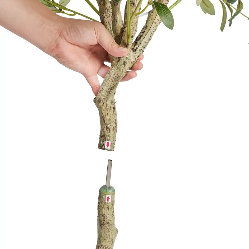 Artificial Olive Tree, 5 FT Tall Faux Plant, Secure PE Material & Anti-Tip Tilt Protection Low-Maintenance Plant, Lifelike Green Fake Potted Tree for Home Office Warehouse Decor Indoor Outdoor