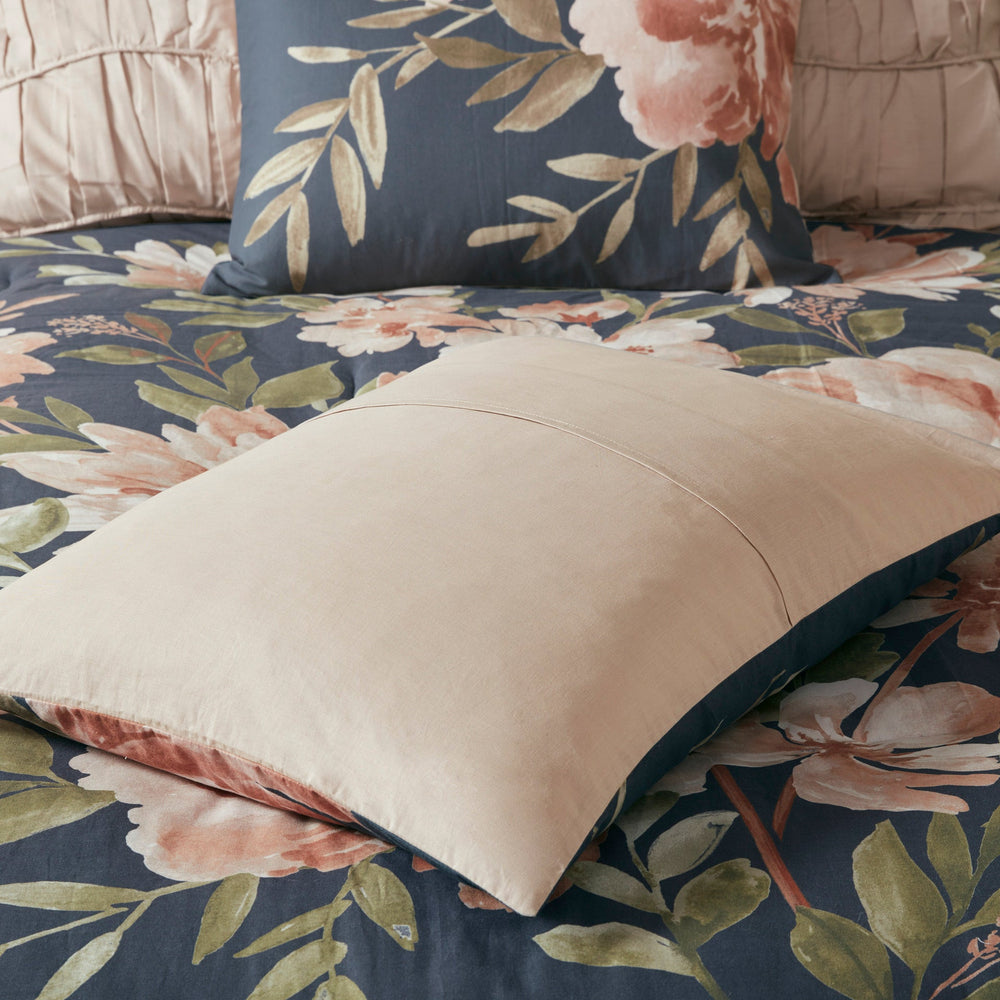 8 Piece Cotton Comforter Set Navy Cal King Media 11