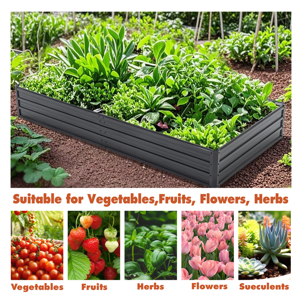 Galvanized Raised Garden Beds Outdoor // 8×4×1 ft Planter Raised Beds for Gardening, Vegetables, Flowers // Large Metal Garden Box Media 4