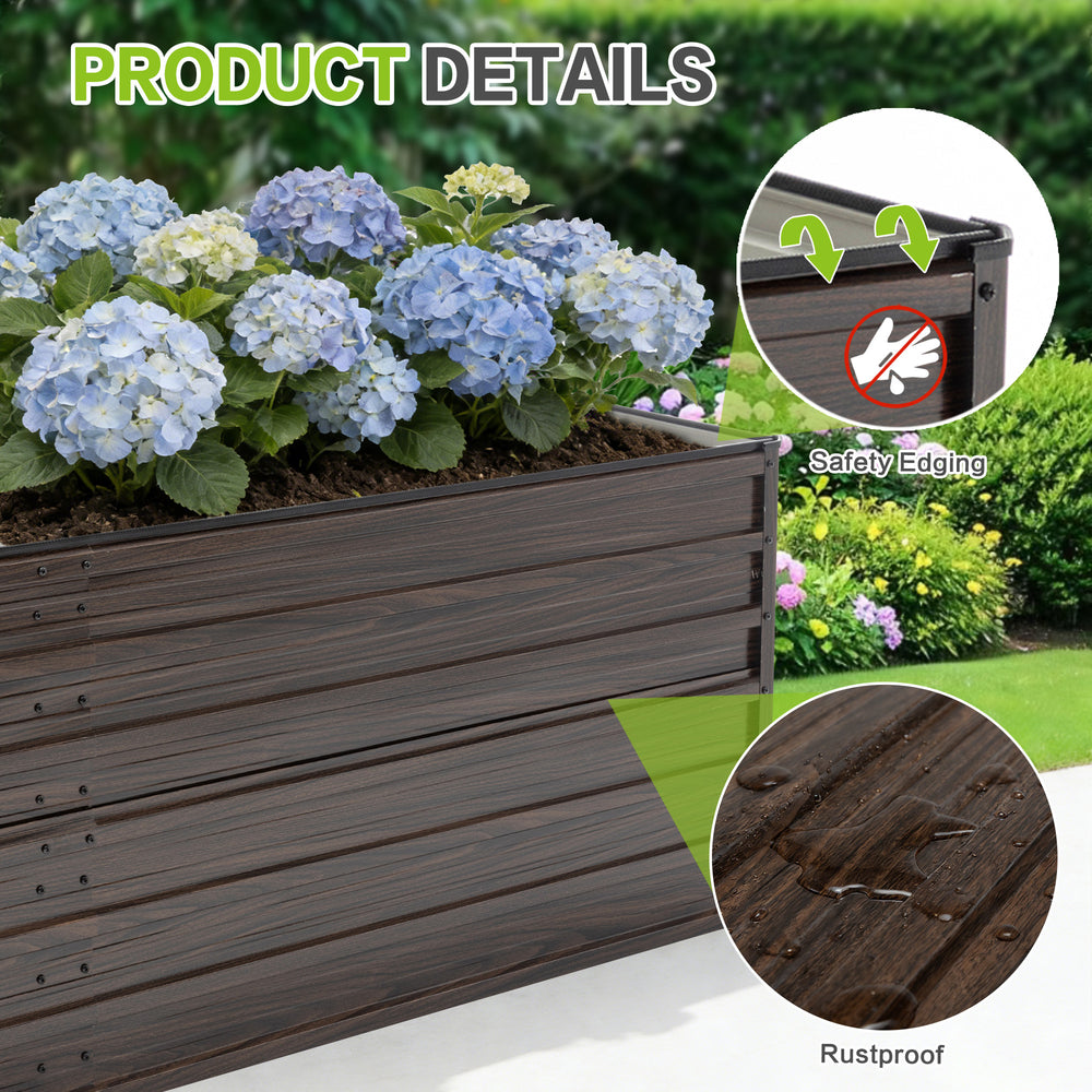 Double the Beds, Double the Harvest! 8x4x2 FT Woodgrain Galvanized Raised Garden Bed Set - Durable Outdoor Combo for Veggies, Flowers, Herbs & Fruits Media 4