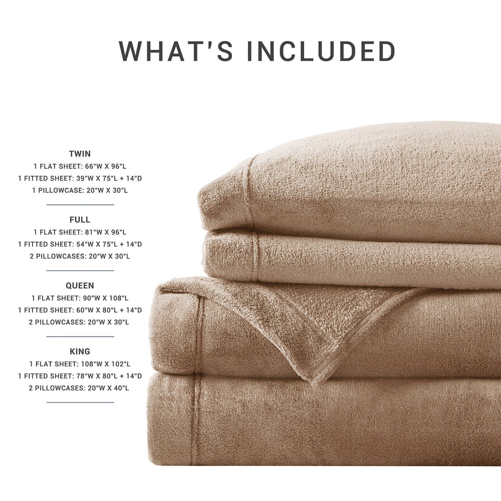 4 PCS Queen Micro Plush Sheet Set Taupe Media 2