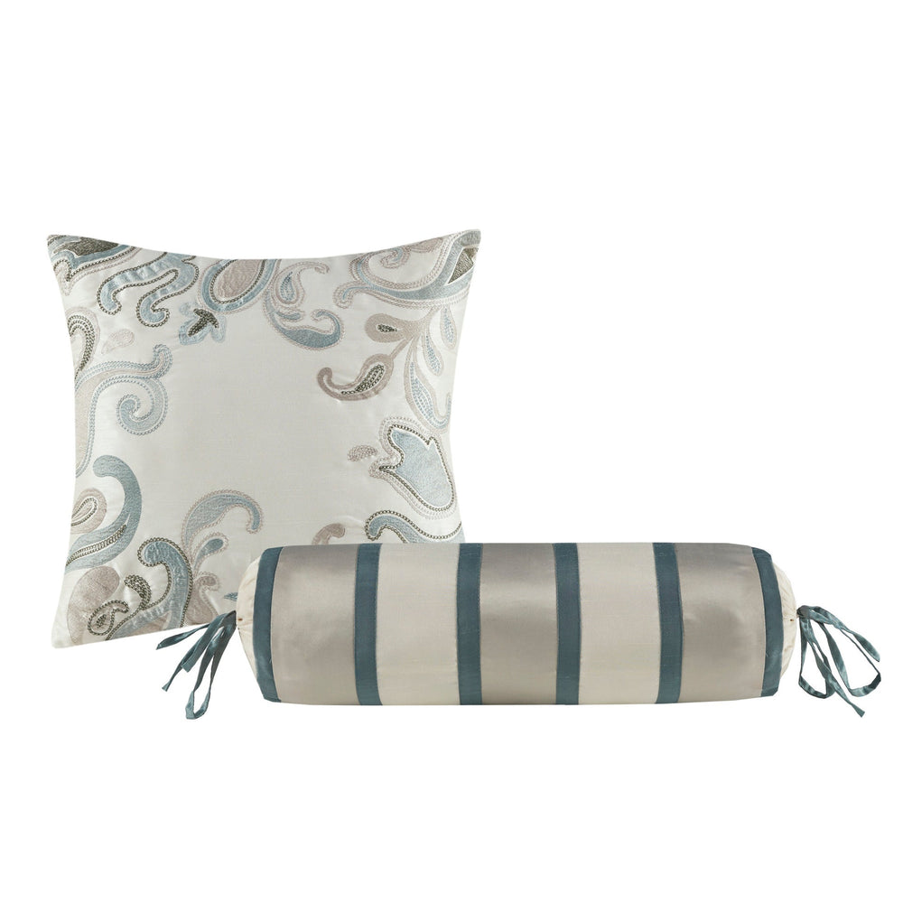 5 Piece Jacquard Bedspread Set with Throw Pillows Teal King Media 13
