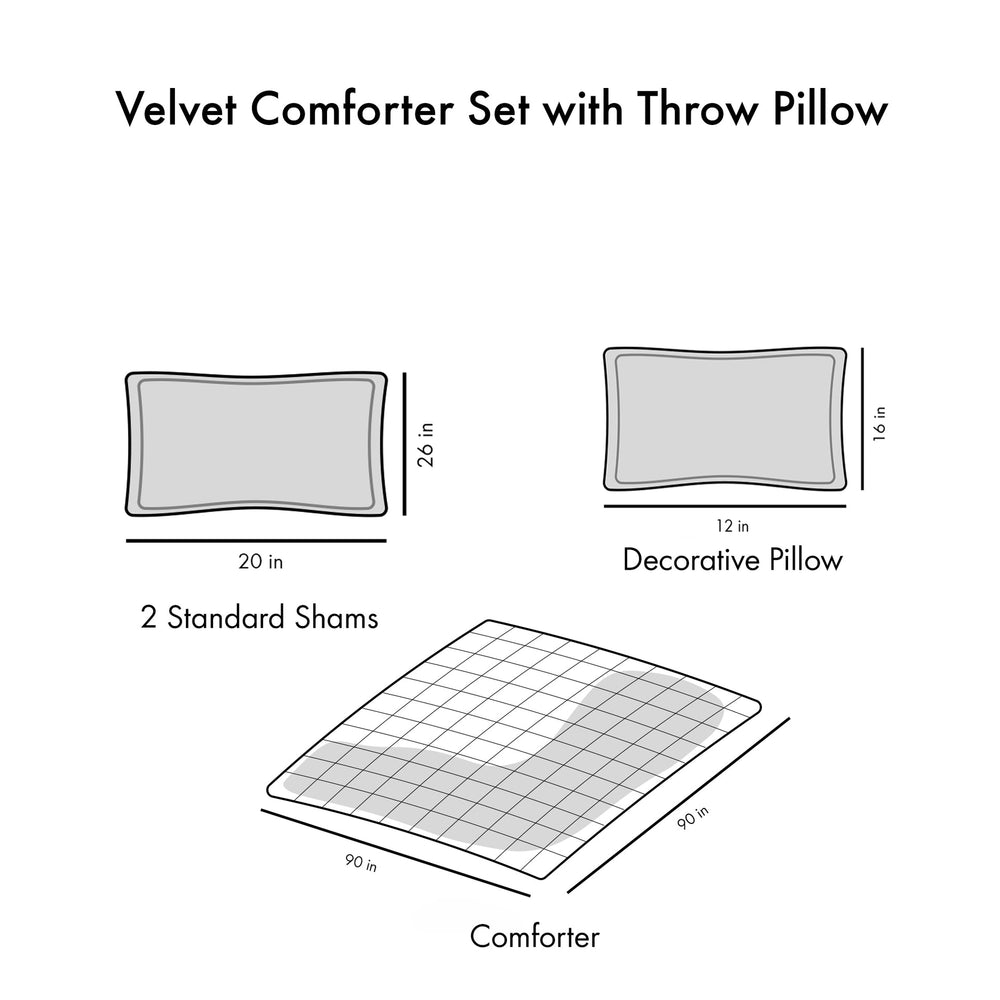 Full/Queen Velvet Comforter Set with Throw Pillow Media 13