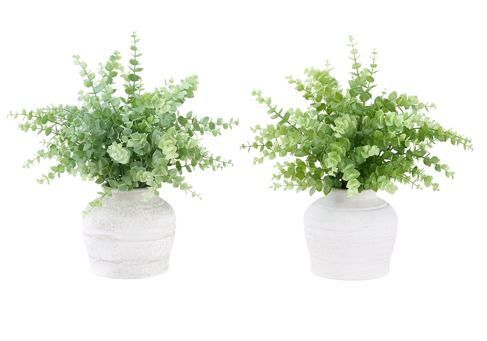 Artificial Plant, Set Of 2, 16' Tall, Eucalyptus Grass, Table, White Pots, Contemporary, Modern Media 2