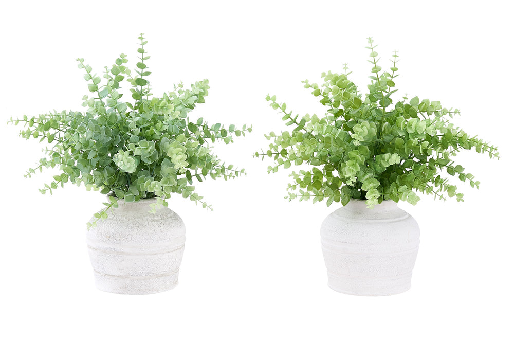 Artificial Plant, Set Of 2, 16' Tall, Eucalyptus Grass, Table, White Pots, Contemporary, Modern Media 2