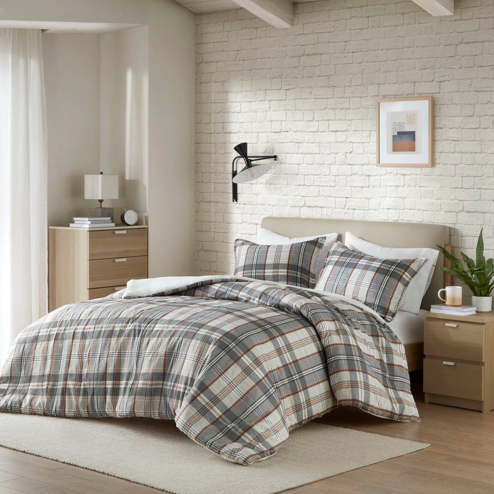 Plaid Duvet Cover Set Twin/Twin XL Media 1