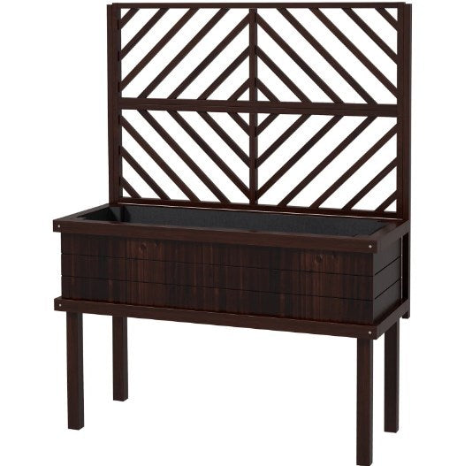 Raised Garden Bed,Elevated Wood Planter with Trellis for Climbing Plants,with Legs and Drainage Holes Media 2