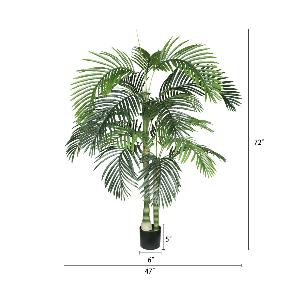 6FT Artificial Palm Tree with Black Plastic Pot, Tropical Fake Plant for Indoor Outdoor Decoration, Faux Palm, 1pc/set Media 7