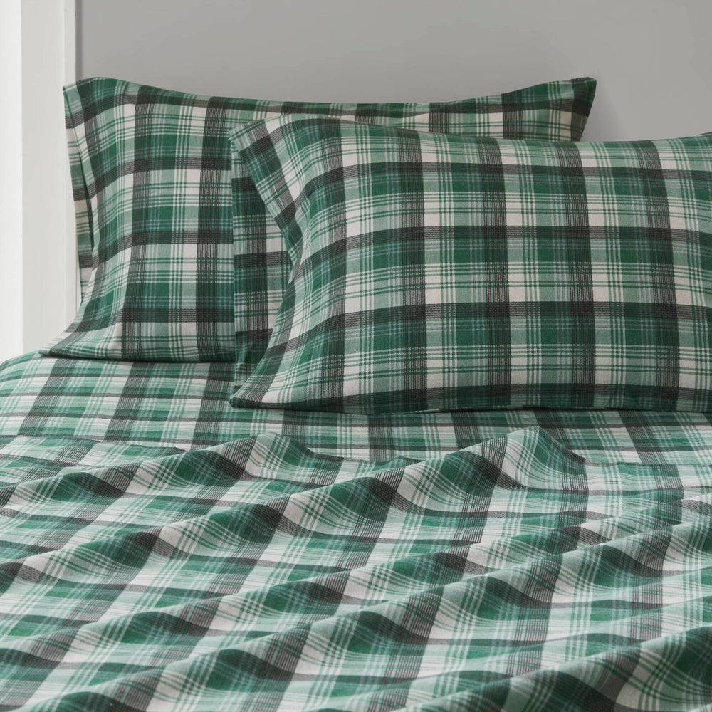 4 PCS Twin Sheet Set Green Plaid Media 18