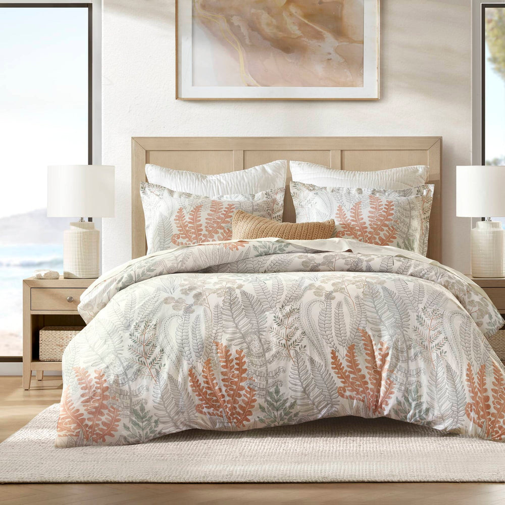 3-Piece Full/Queen 100% Cotton Sateen Duvet Cover Set,Terracotta/Linen Media 1