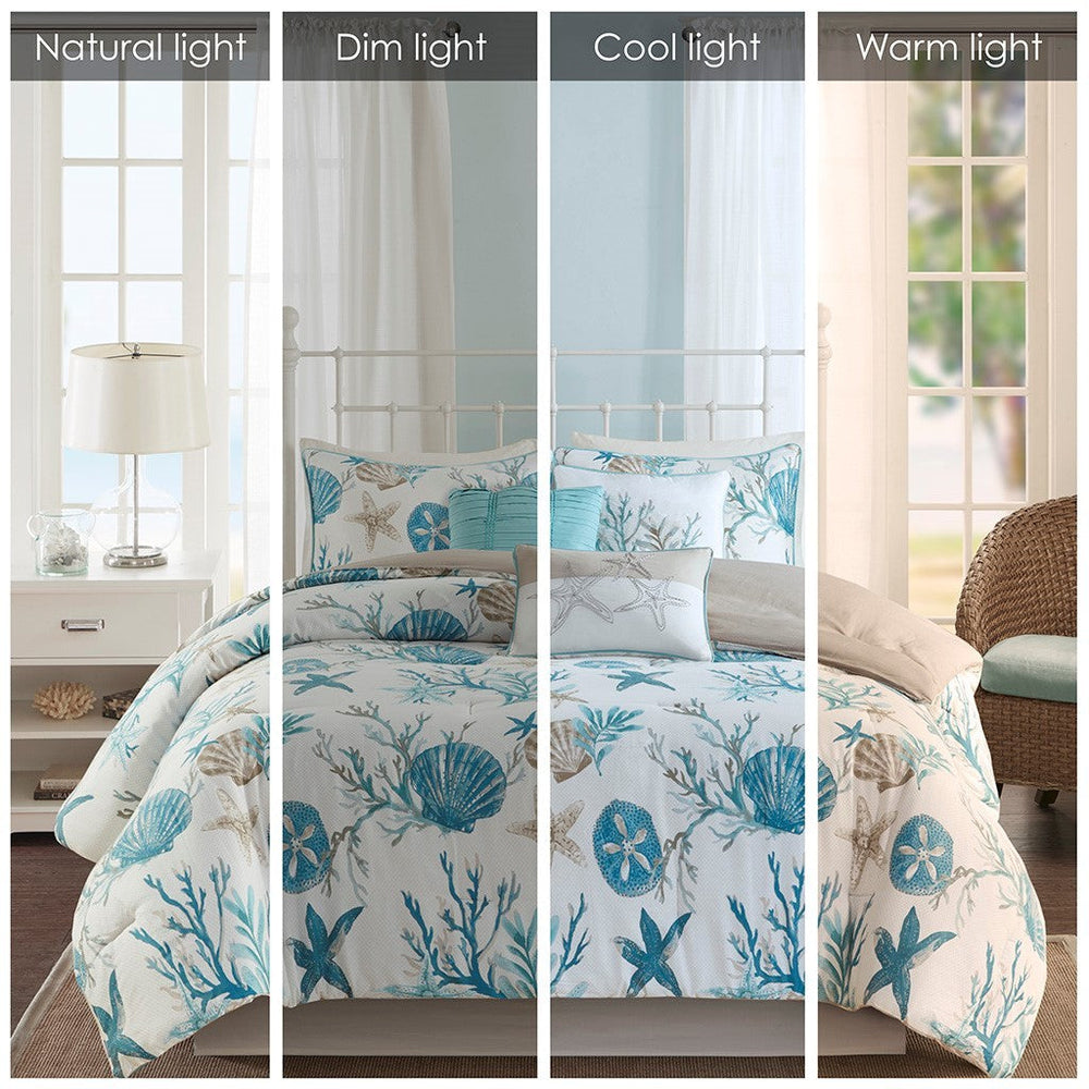 7 Piece Cotton Sateen Comforter Set Aqua Cal King Media 10