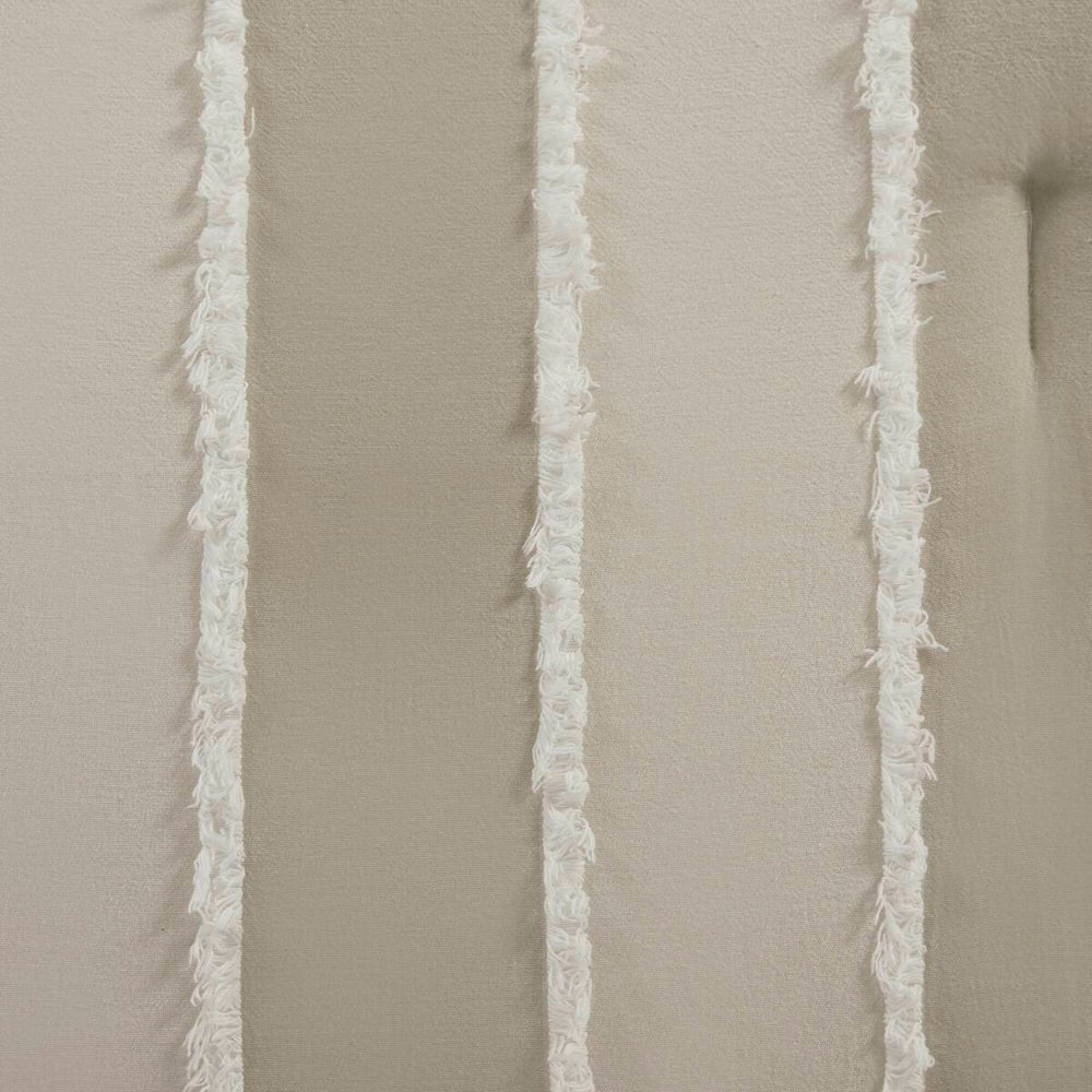 3 Piece Striped Cotton Comforter Set Taupe King/Cal King Media 4