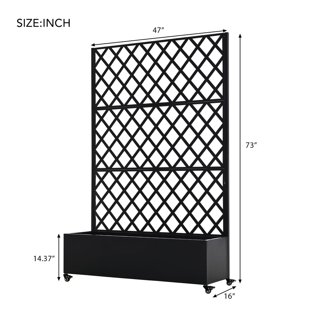 Metal Raised Garden Bed with Wheels and Trellis,73'x47'x16' Planter Box for Climbing Plants, Vegetables & Vines, Features Privacy Screen and Drainage Holes Media 6