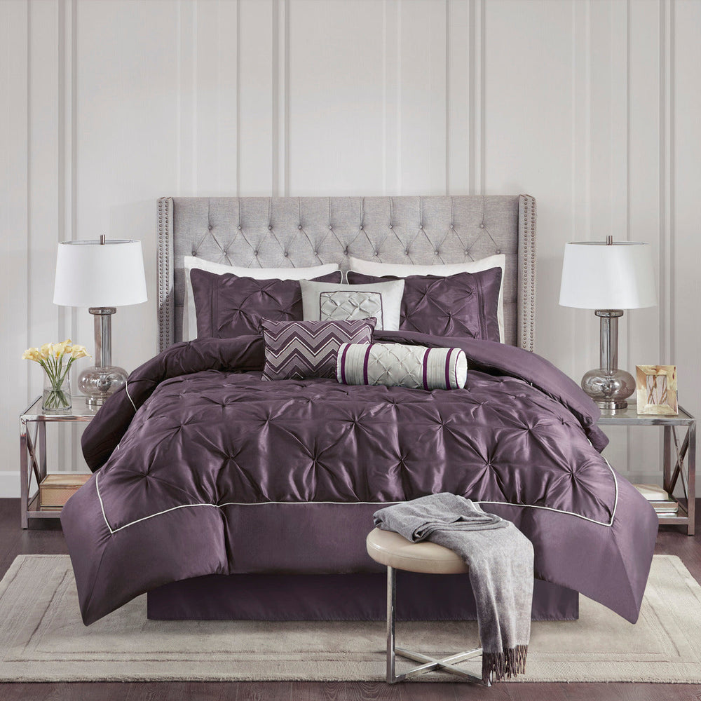 7 Piece Tufted Comforter Set Plum King Media 10