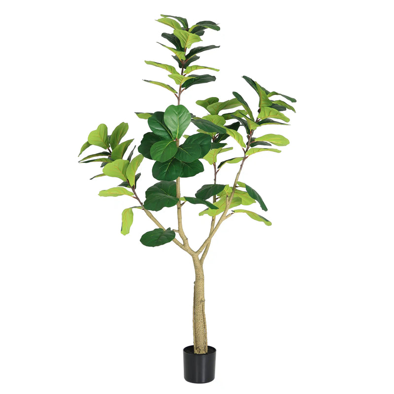 6FT Artificial Fiddle Leaf Fig Tree, Realistic Faux Potted Plant in Black Pot, 1pc/set