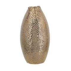 Decorative Ceramic Vase with Textured Bronze Finish perspective