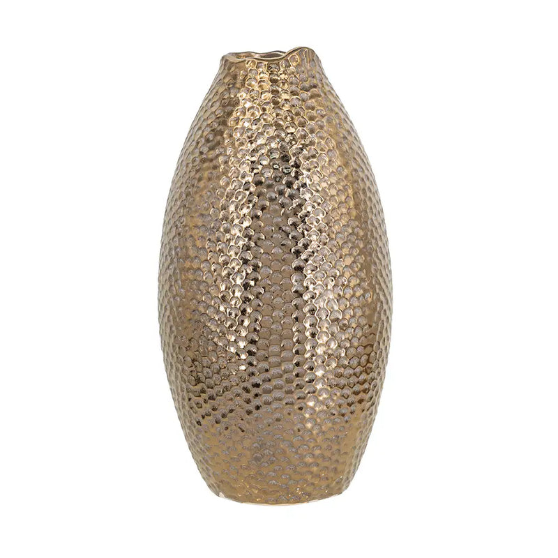 Decorative Ceramic Vase with Textured Bronze Finish