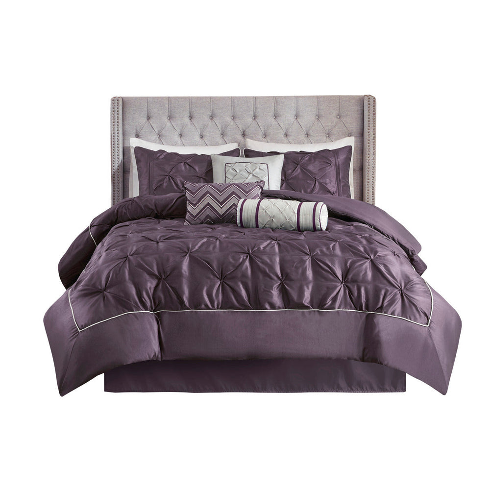 7 Piece Tufted Comforter Set Plum Queen Media 13