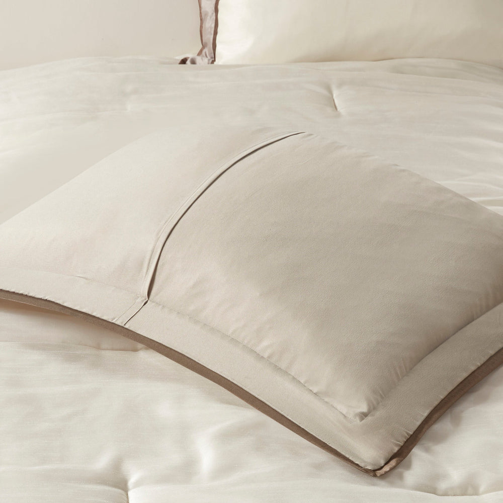 7 Piece Comforter Set Taupe/Brown Queen Media 11