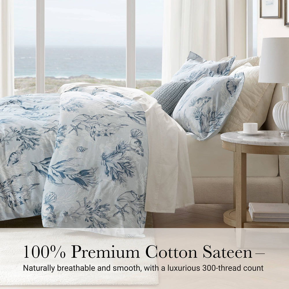 3-Piece King 100% Cotton Sateen Duvet Cover Set,Navy/Blue Media 3