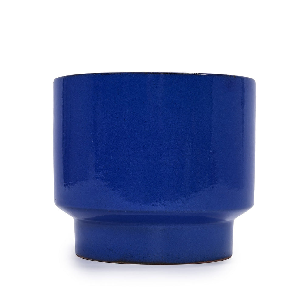 Handmade Solid Blue Glazed Ceramic Planter Set of 3, 15/12/9 Inch Diameter, for Succulents & Flowers Outdoor Garden & Indoor Staircase Use, Breathable Porous Clay Media 11
