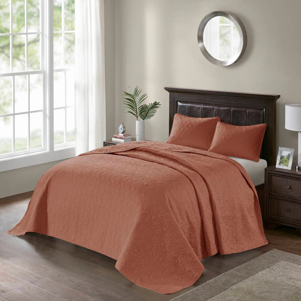 3 Piece Reversible Quilt Set Clay Red Full/Queen Media 3