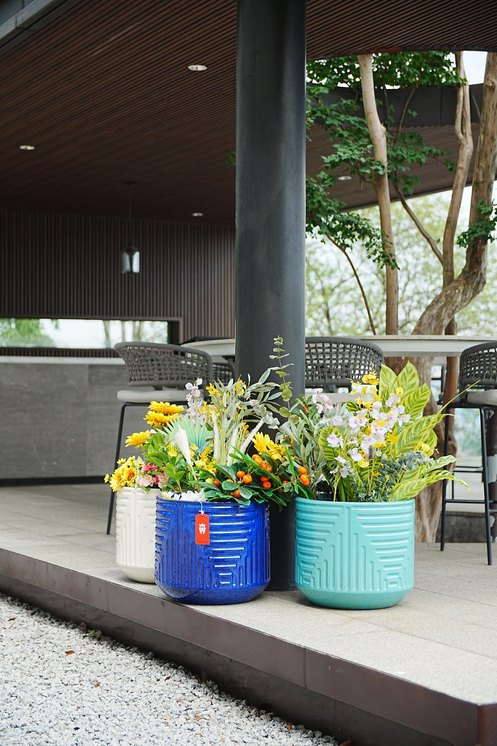 Ceramic Flowerpot, Modern Planter for Patio, Garden, Windowsill - Cyan Media 13