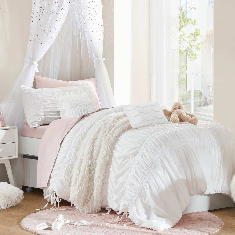 4 Pieces Twin/Twin XL Comforter Set,White Media 10