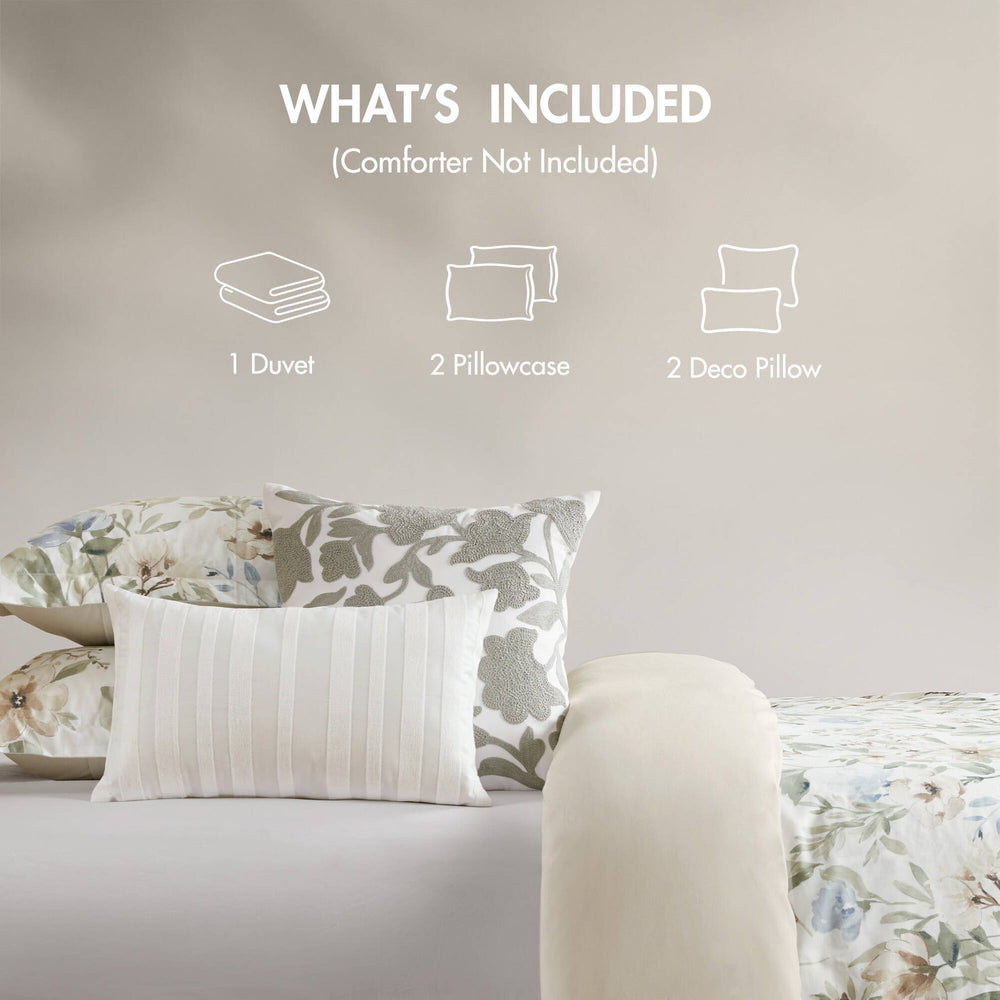 5PCS Full/Queen  Cotton Sateen Print Duvet Set Media 2